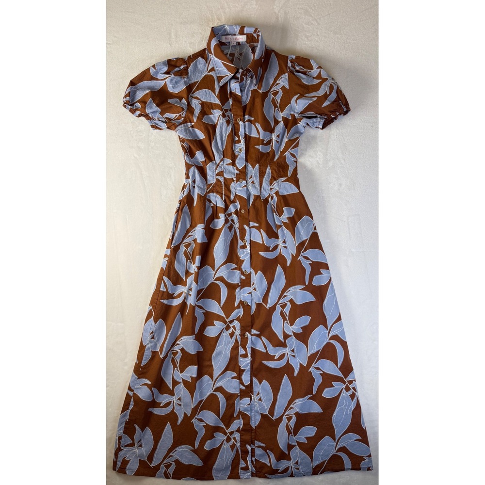 Meet Me in Santorini Floral Button Front Midi Dress Cottagecore Boho Small